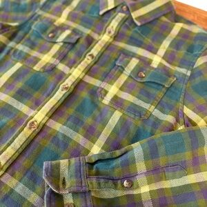 The North Face Jacket Mens M Purple Green Plaid Campshire Flannel Shirt, Cotton
